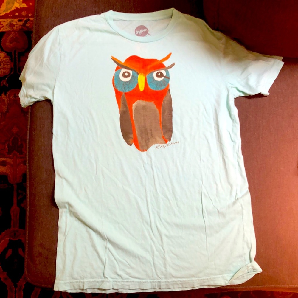 Mens M Rhythm Teal Owl T Shirt
